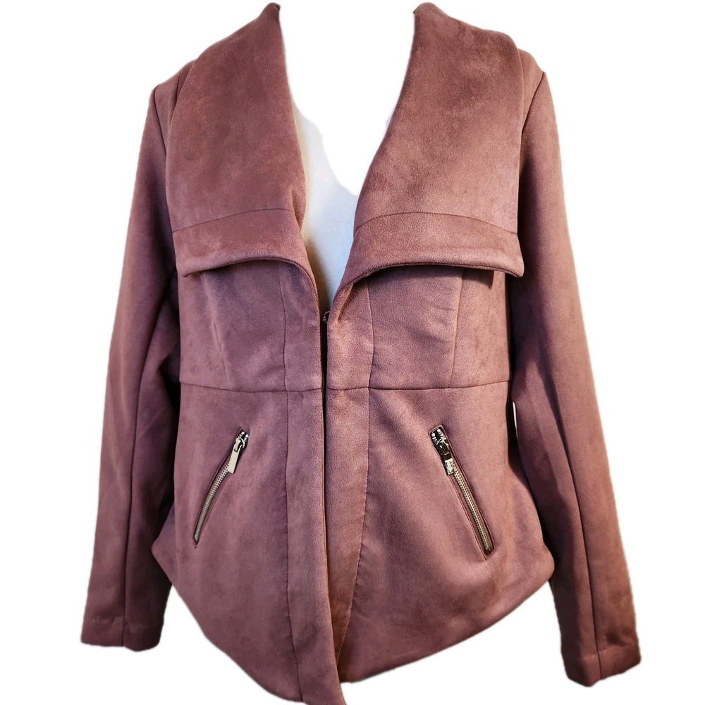 Torrid Womens Jacket Size 1X Mauve Pink Motorcycle Suede Retro Coat NWOT